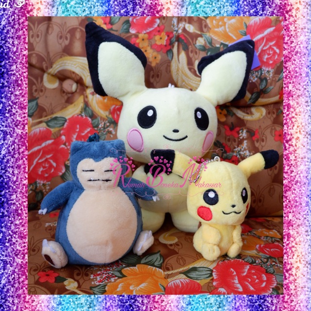 Boneka Pokemon series Pikachu dan snorlax boneka pokemon murah boneka PL singapore boneka import