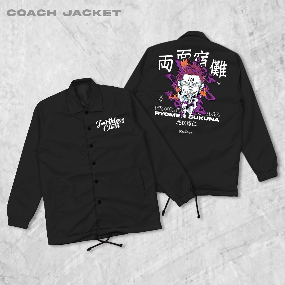 FortKlass Sukuna Jaket Coach Jaket Zipper Pria Jaket Parasut Unisex