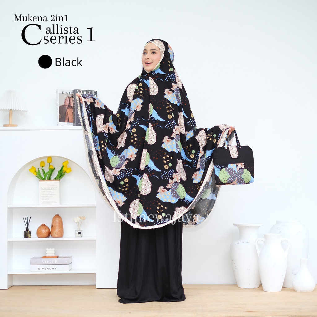 Mukena 2in1 Callista Premium Travelling || Mukena katun rayon Premium 2in1 Motif Bagus