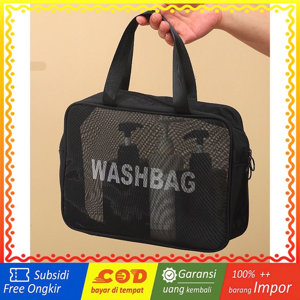 WRF80 Tas Kosmetik Toiletaries Travel Net Grid Jaring WASHBAG Besar Large Travel TKM