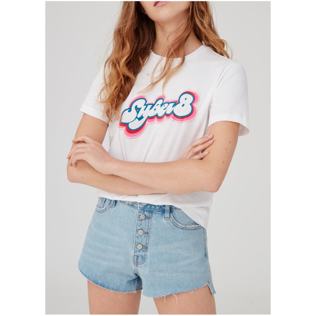 OVS Regular-Fit T-Shirt with Lettering Print - Kaos Wanita - Pakaian Wanita- 548315 - Agogeo