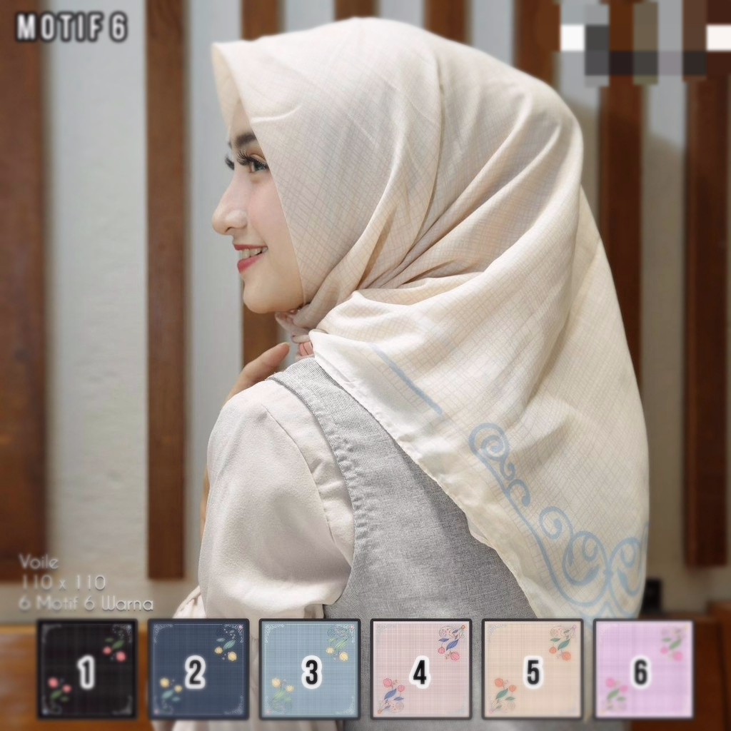jilbab segiempat motif 6 Bahan Polycotton Signarica