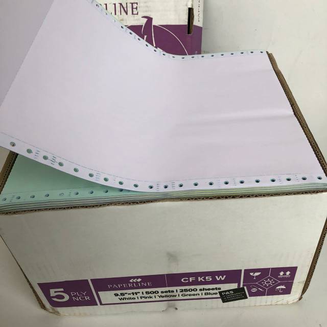 

continuous form K5 warna Paperline 9.5" x 11" kertas komputer 5 PLY