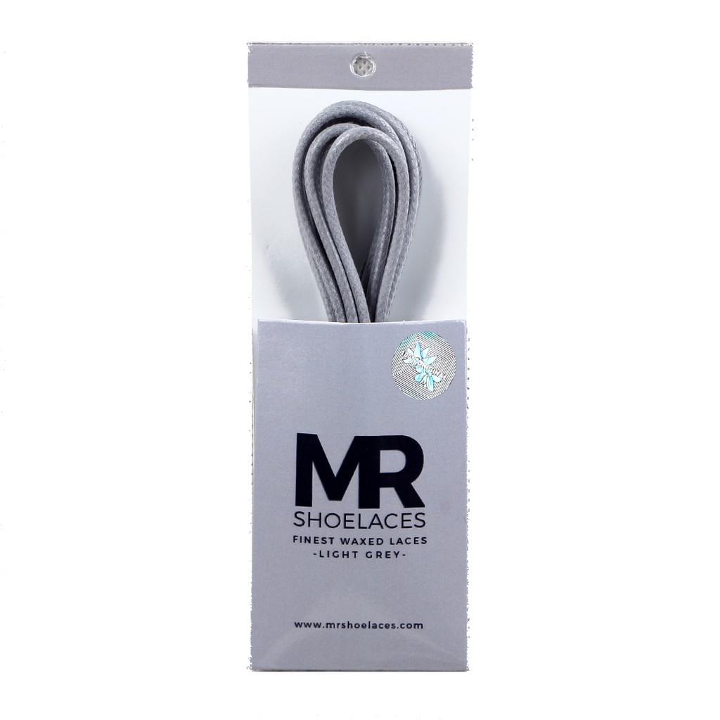 MR Shoelaces RD15 Light Gray (Abu Muda) Tali Sepatu Lilin 2-3mm Bulat Round 50cm 60cm 70cm 80cm 90cm 100cm 120cm 150cm (Waxed Laces) - Premium Shoelace