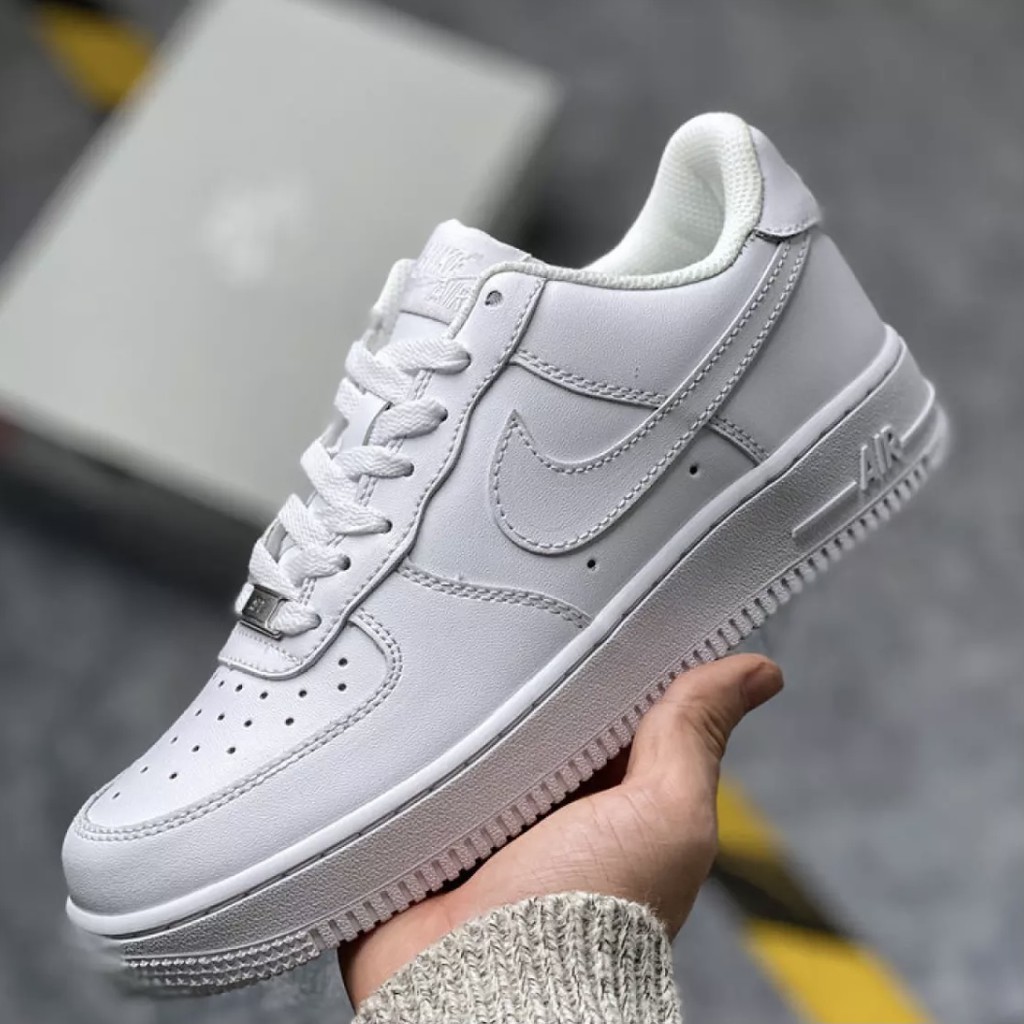 SEPATU SNEAKERS WANITA/PRIA NIKE AIR PORCE 1 ONE FULL WHITE / PUTIH POLOS LOW-FULL WHITE