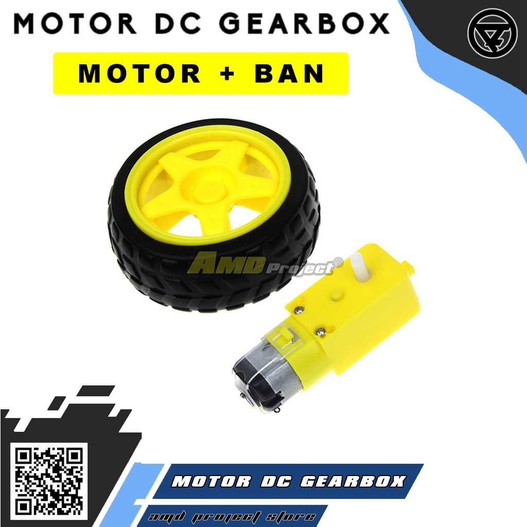Paket Lengkap Motor DC + Gearbox + Ban Set For Arduino Nano Uno Mega
