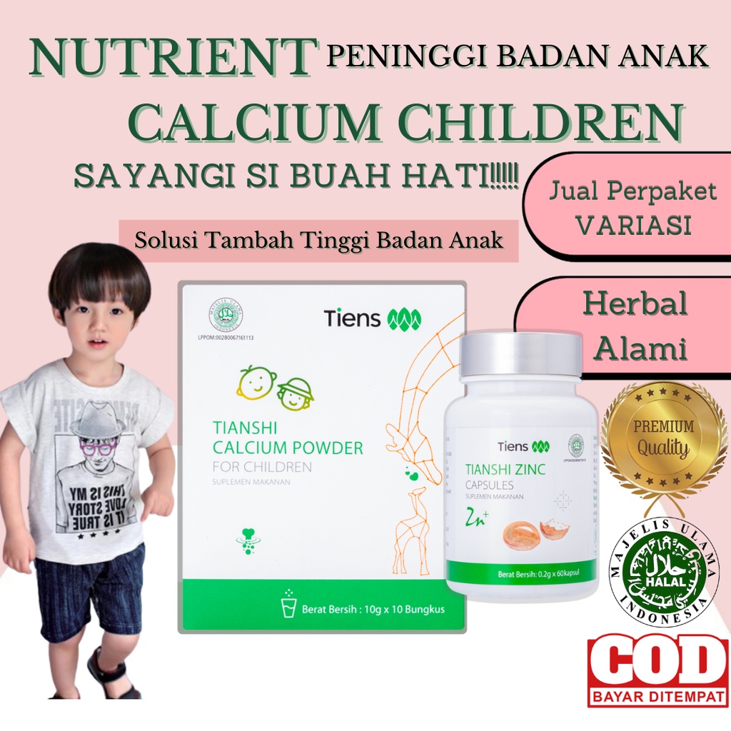 Paket Peninggi Badan Anak Calcium Untuk SiKecil Dalam Masa Pertumbuhan & Zinc Tiens Kecerdasan SiJun