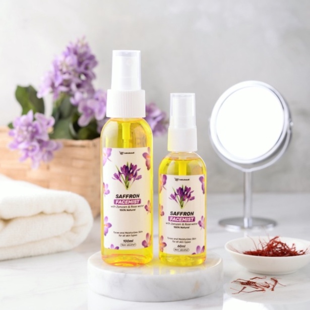 Facemist Saffron with Zamzam Water Original 100% | Beauty Face mist Toner Tonner Spray Safron Air Zam Zam Murni Glowing