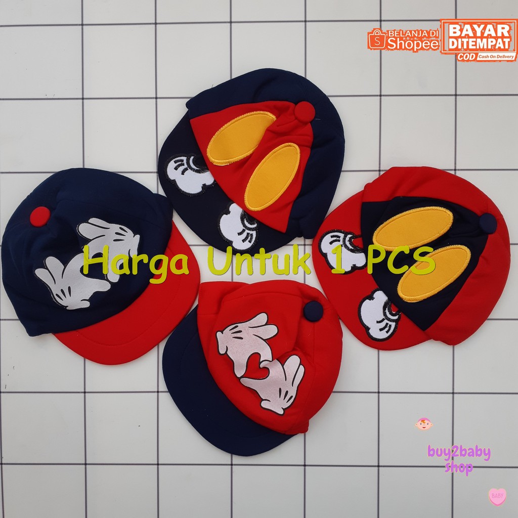 Topi bayi model cap motif karakter bayi usia 6-12 bulan 1 PCS