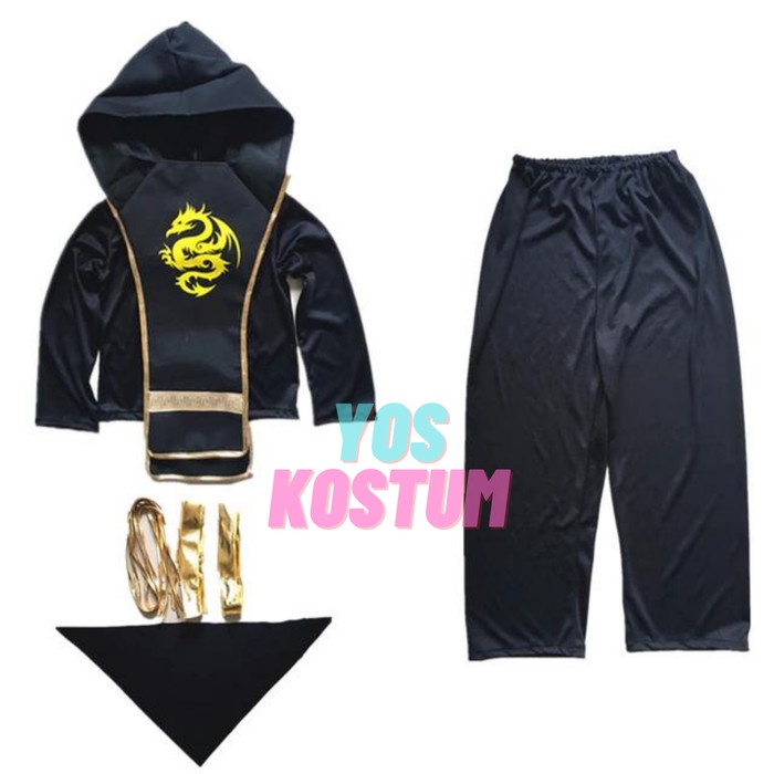 Kostum Ninja Anak Premium Quality Baju Cosplay Impor Naga Gold Jepang Costume Halloween Karnaval Import