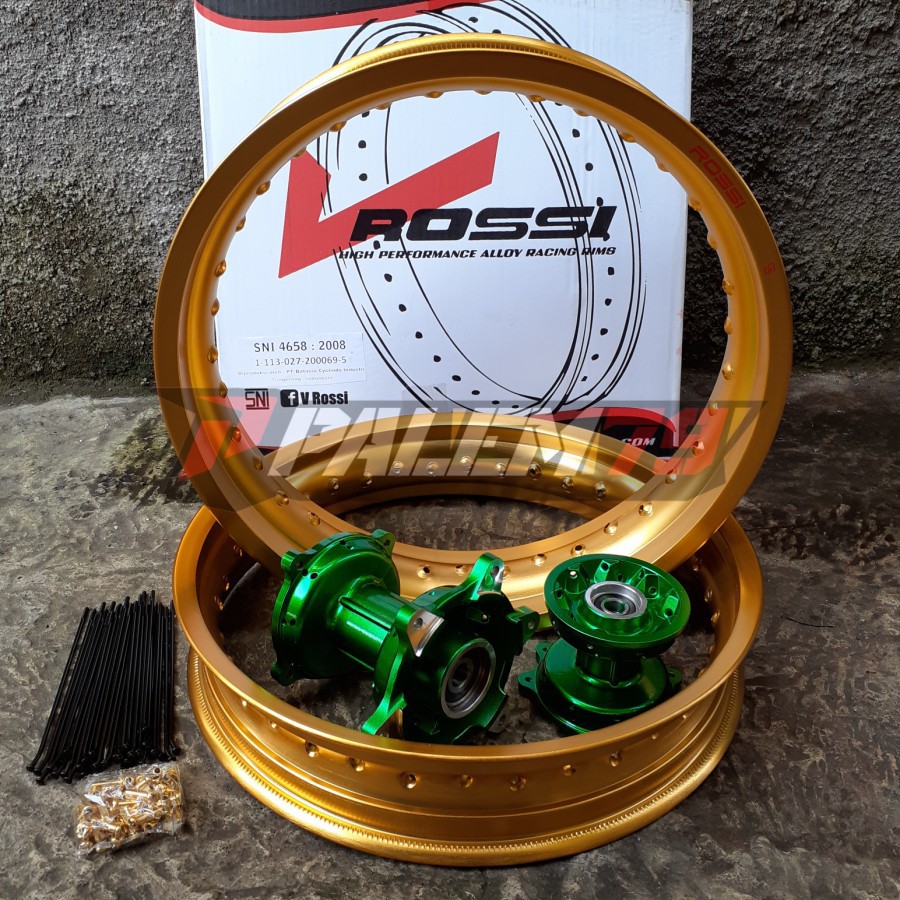 Velgset Gold Supermoto CRF 150 L Velg Velk CRF150 Tromol Hijau