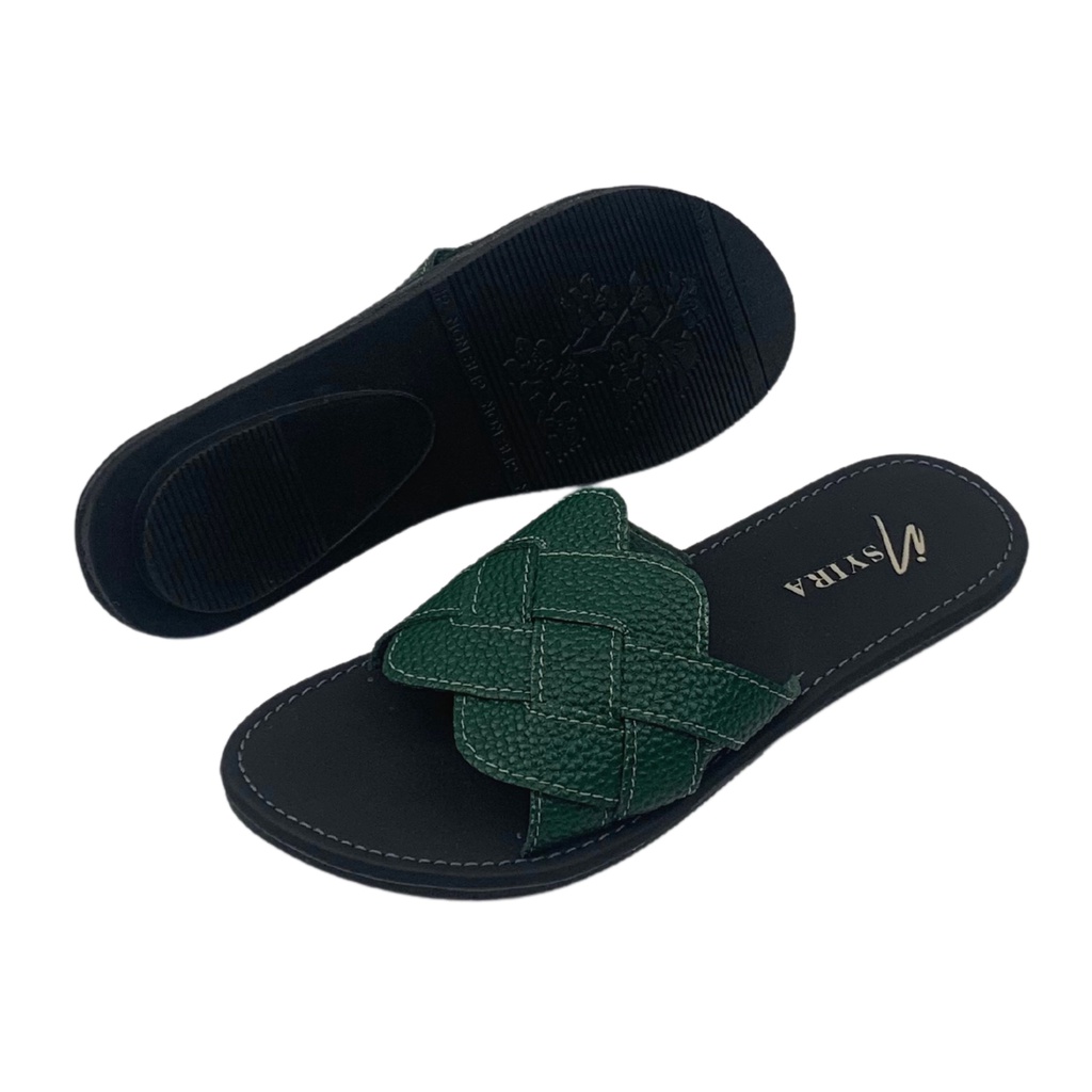 Insyira - Sandal Wanita Sharlina / Sandal Papirut Wanita Non Slip Alas Hitam / Sandal Wanita Slop Anyam