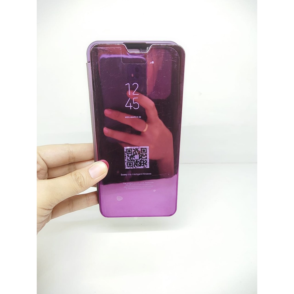 Flip Mirror Oppo Reno 4 6.4 inchi Clear View Standing Cover Oppo RENO4 AUTOLOCK