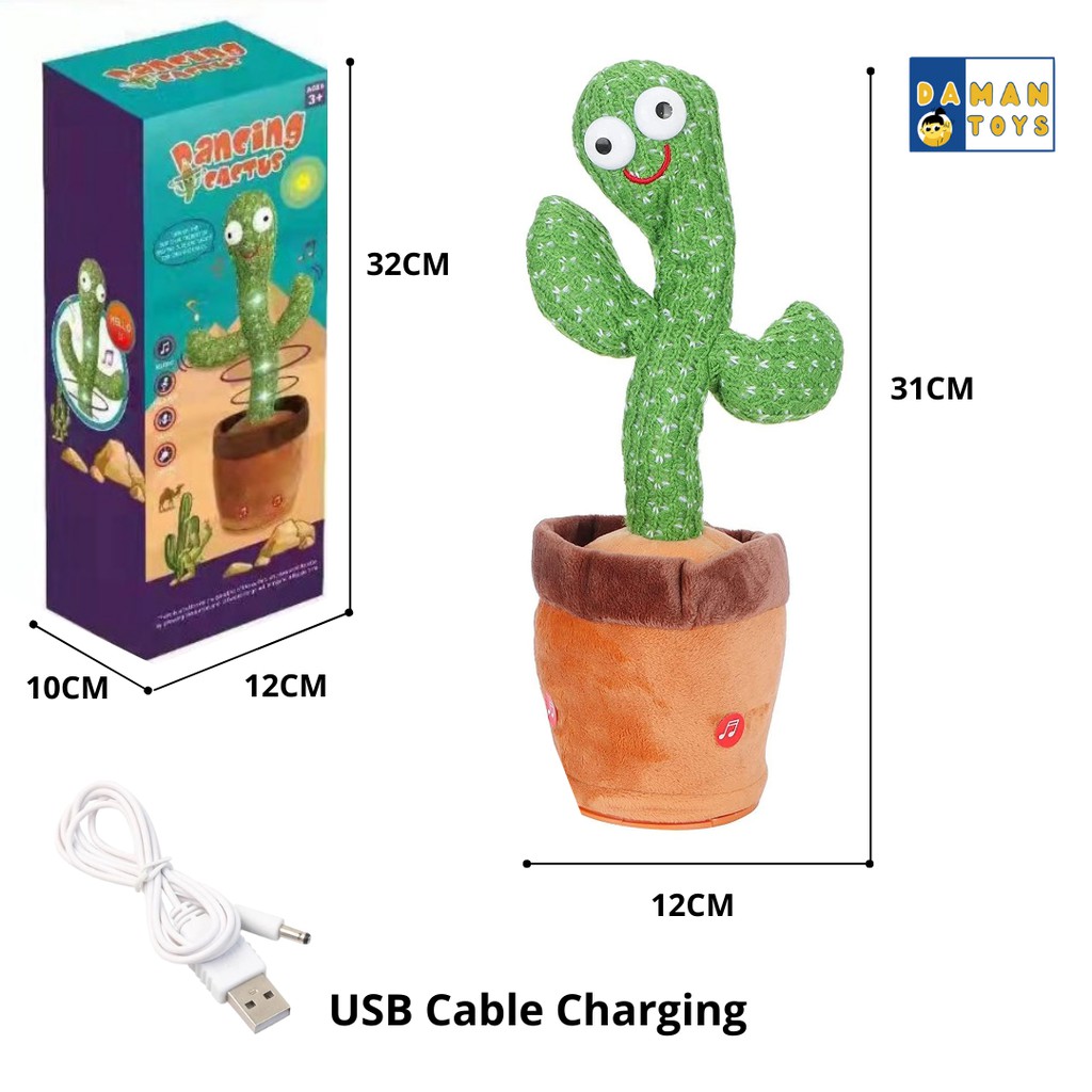 Cactus Dancing Kaktus Joget Boneka Goyang 120 Lagu Viral Bisa Ngomong Rekam Bicara Menari Dance Murah Usb Charger Kado Mainan Anak Murah