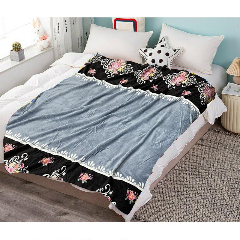 Selimut Bulu Halus Motif Dewasa  Aesthetic Atisashop Murah Berkualitas Lembut Uk135x190 New Arrival-SILVER BATIK