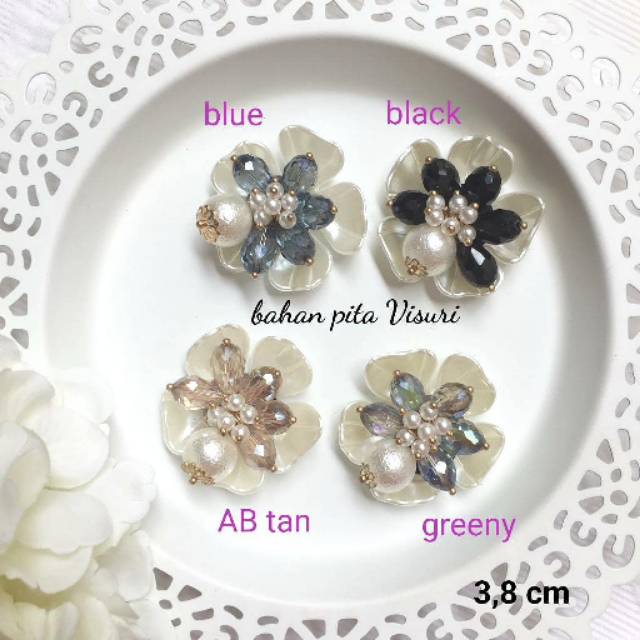 Flower Crystal Mutiara Besar  3,8 cm