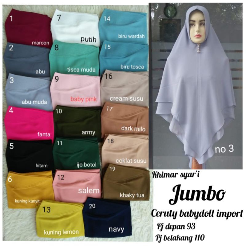 Khimar baby Doll Ecxkusive model 2 Layer Ukuran JUMBO