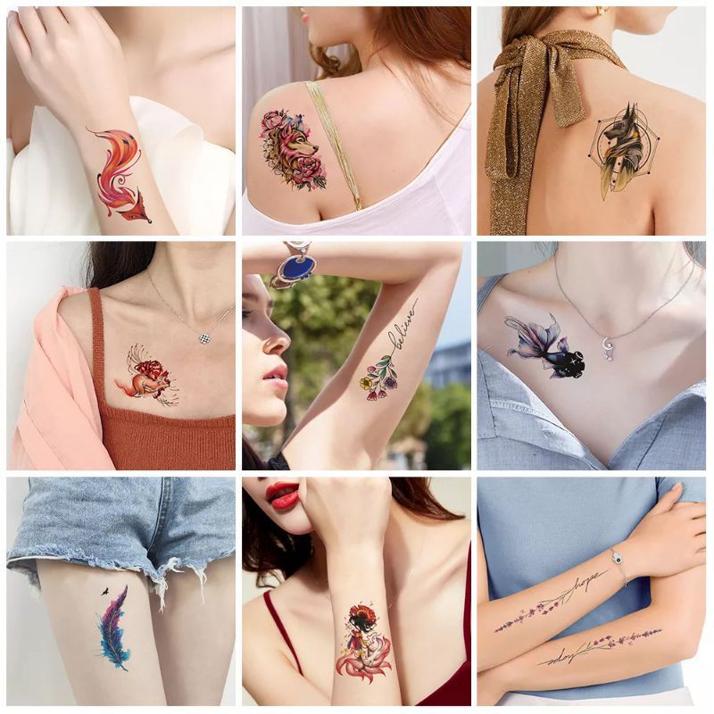 Tatto temporer wanita lucu bulu animal / Temporary Tattoo Sticker tahan air/tatto tulisan aesthetic