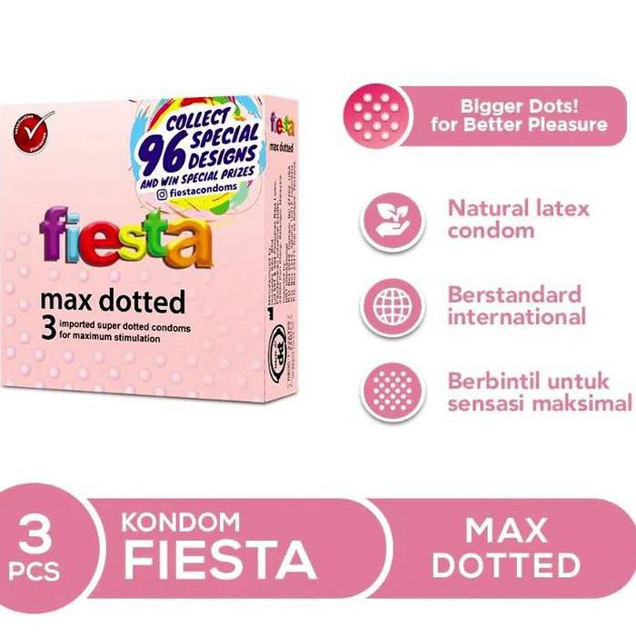 ORIGINAL FIESTA KONDOM GRAPE STRAWBERRY MAX DOTTED PARTY PACK 3pc