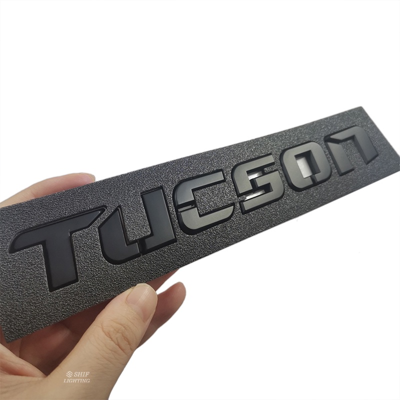 1pc Stiker Emblem Logo TUCSON Bahan ABS Krom Warna Hitam Untuk Bagasi Belakang Mobil HYUNDAI