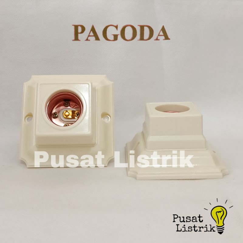 Fitting Plafon Segi 4 Kotak Cream Pagoda Rumah Lampu Cream Pagoda Fitting Segi 4 Kotak