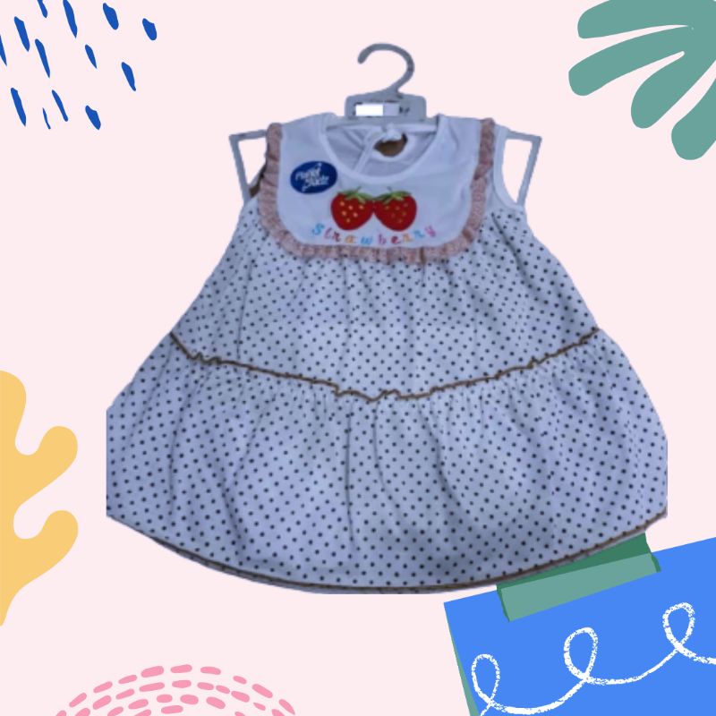 baju bayi perempuan lucu/dress bayi perempuan/baju bayi perempuan putih tanpa lengan/pendek/ baju bayi 0-6 bulan