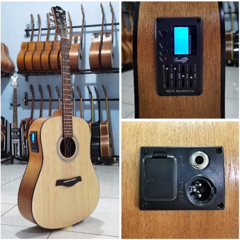 Gitar Akustik Elektrik Tuner Jumbo Cowboy GW-240NA GW 240 NA Original