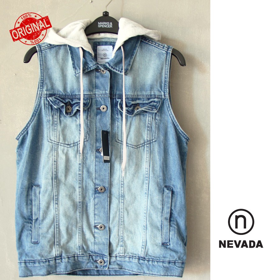 Vest Denim Hoodie Nevada Original Resmi Outwear Fashion Pria casual