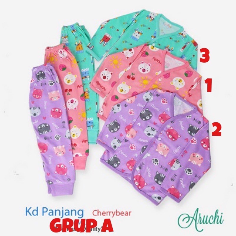 Aruchi MOTIF Setelan Pendek / Panjang Kancing Depan NEWBORN / NB (1stel)