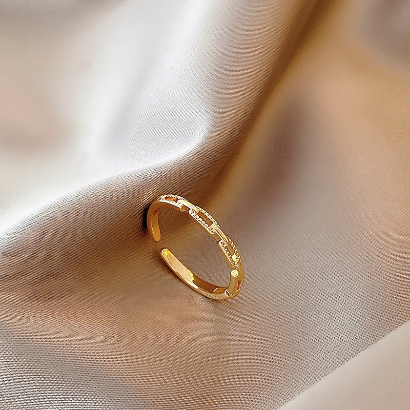 cincin wanita Fashion ladies accessories Korean style simple hollow square chain open ring