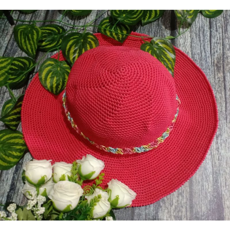topi pantai SALMA /beach hat/topi rajut/topi pantai rajut/handmade
