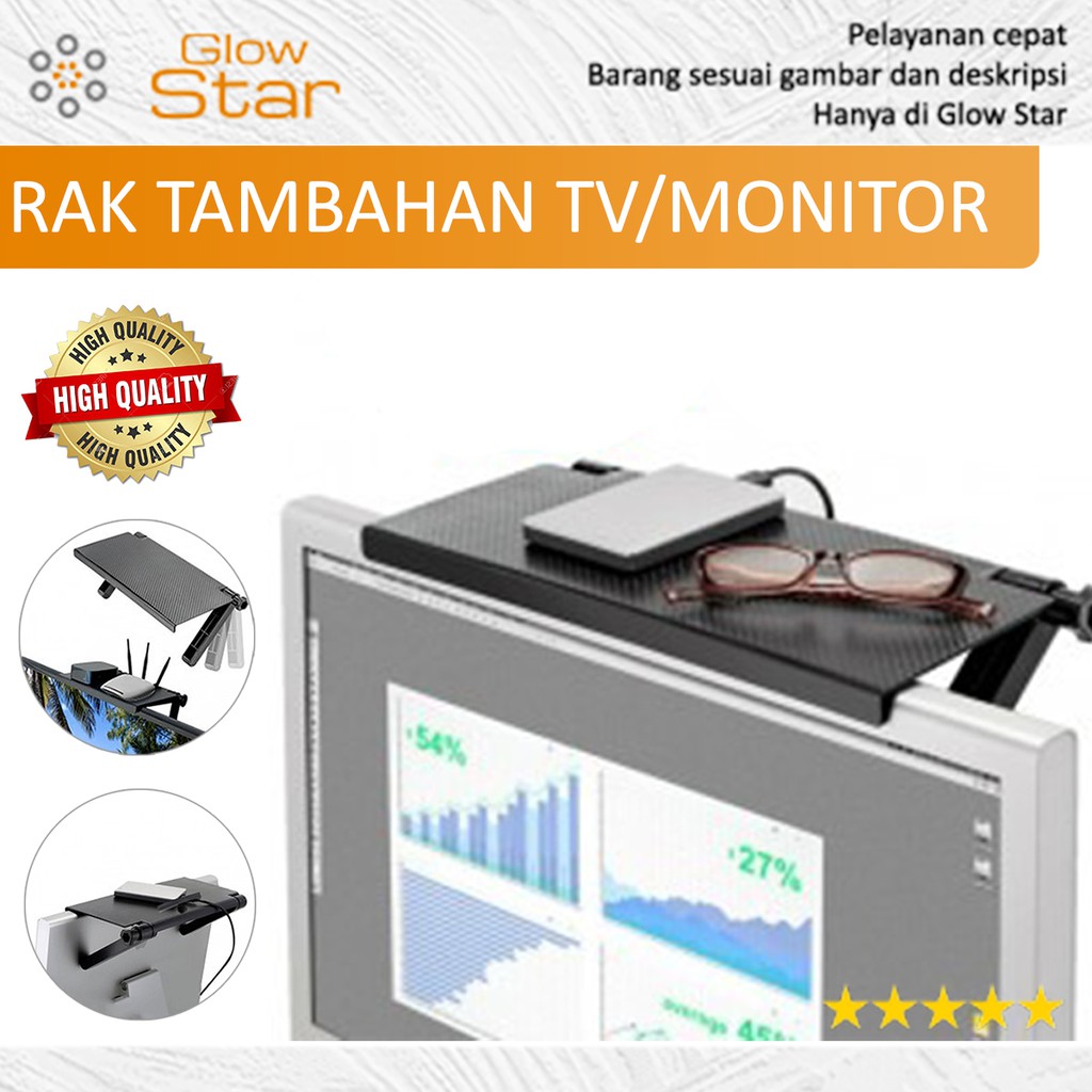 Rak Tambahan Monitor TV Top Shelf Display Screen Storage Desk Riser