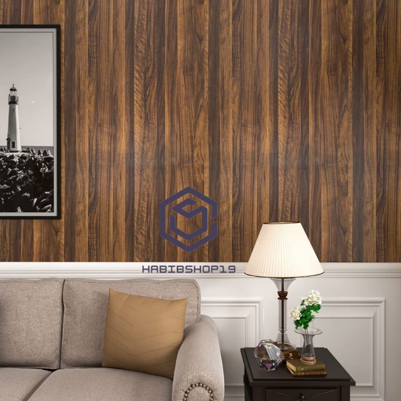 Wallpaper Sticker Dinding Kayu Serat Belang 10mx45cm