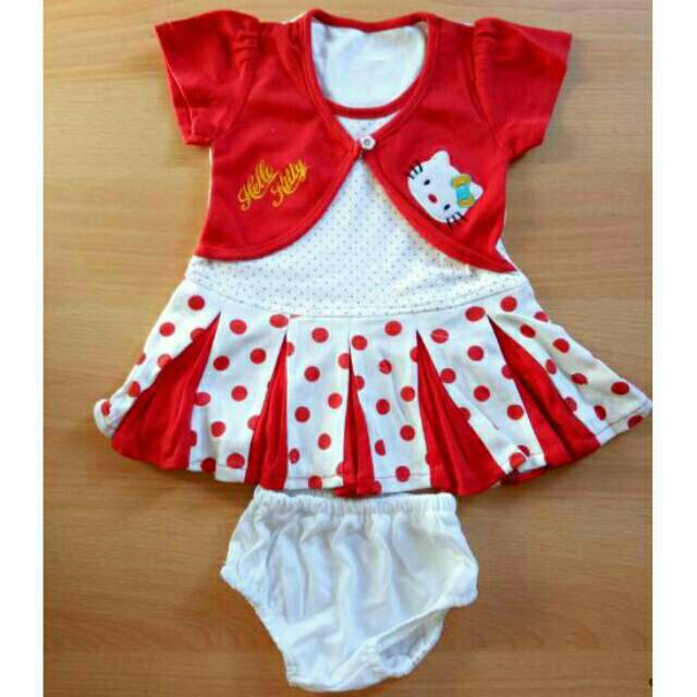 Dress bayi anak perempuan / dresd model tutu polkadot kitty