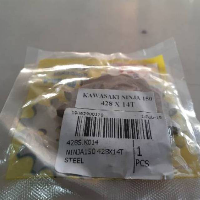 Gir gear depan ninja 150 ukuran 14 SSS