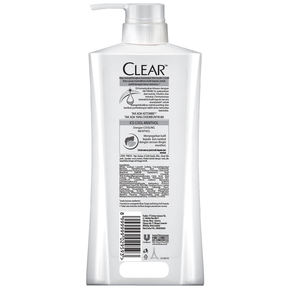 CLEAR Shampoo Anti Ketombe Menthol Segar, 48 Jam Segar Sensasi Dingin dengan 10x Super Vitamin - 660mL x2