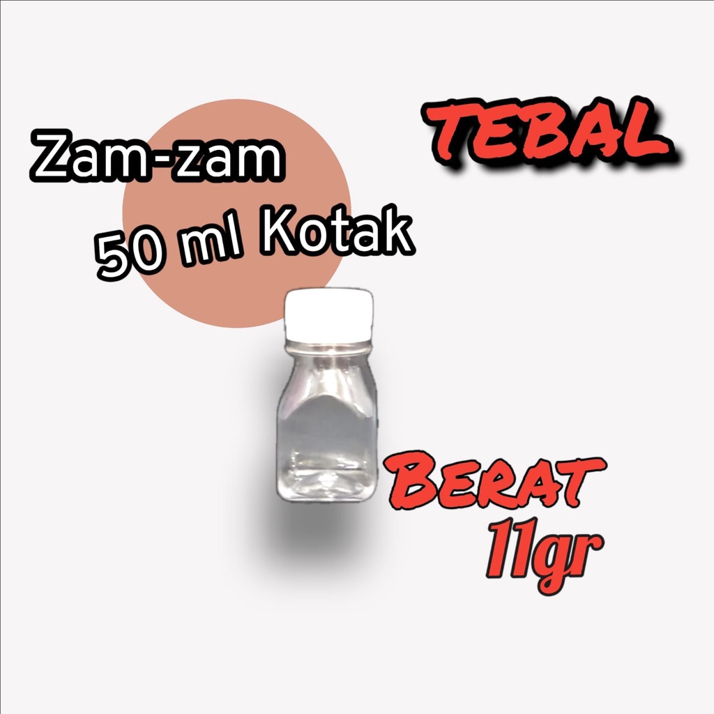 Botol Kapsul Kotak 30 / Botol BP2 Kotak / Botol Zamzam 30ml / Botol Obat - Tutup Segel Long Neck