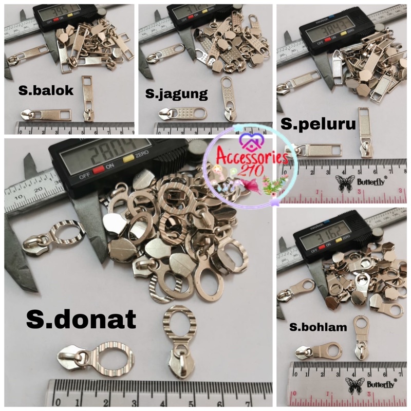 kepala sleting nylon no.5 / kepala resleting nylon no.5 nikel / 100pcs