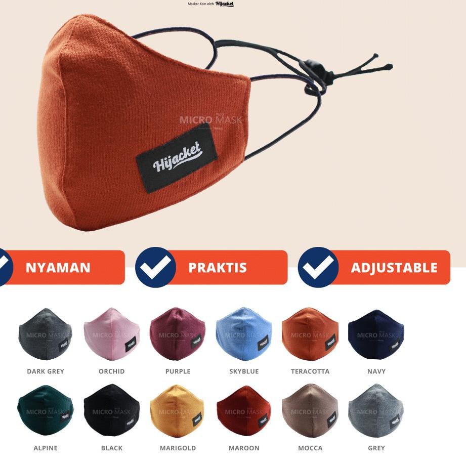 PROMO 3.3 Micro mask hijacket / masker kain hijab 2 ply / Masker hijab premium Masker hijacket