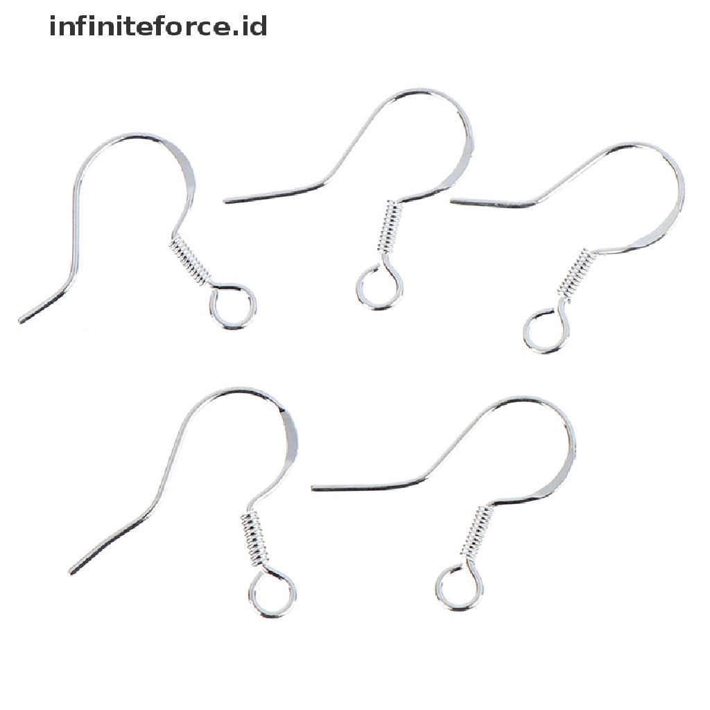 (Infiniteforce.Id) 50pcs / set Anting Kait Gantung Sterling Silver 925 Desain Bola Untuk Wanita