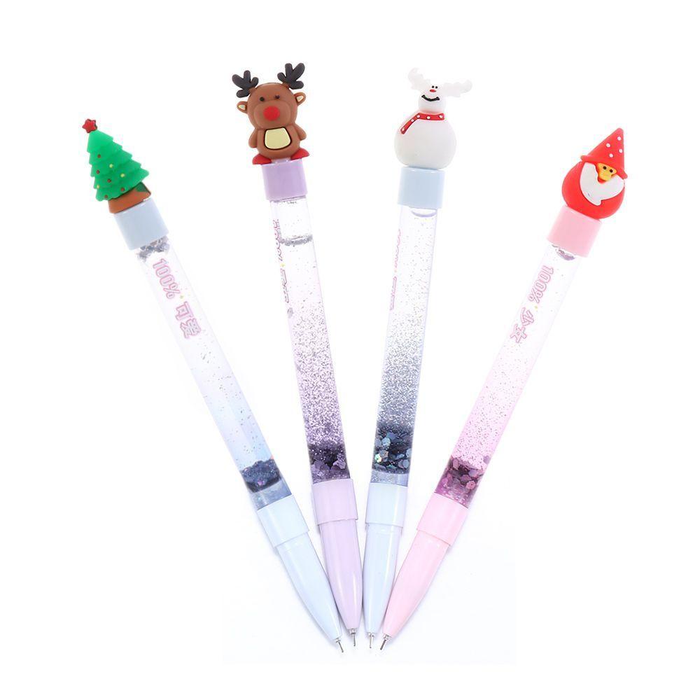 【 ELEGANT 】 Pena Pasir Hisap Natal Elk Santa Claus Kantor Perlengkapan Sekolah Snowman Stationery Xmas Tree Christmas Gel Pen