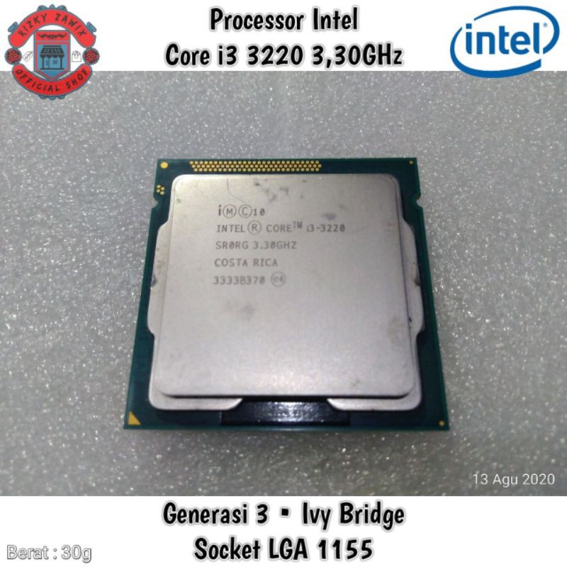 Processor Intel Core i3 3220 3,30GHz Socket LGA 1155 • Prosesor Motherboard Mobo IvyBridge DDR3 3240