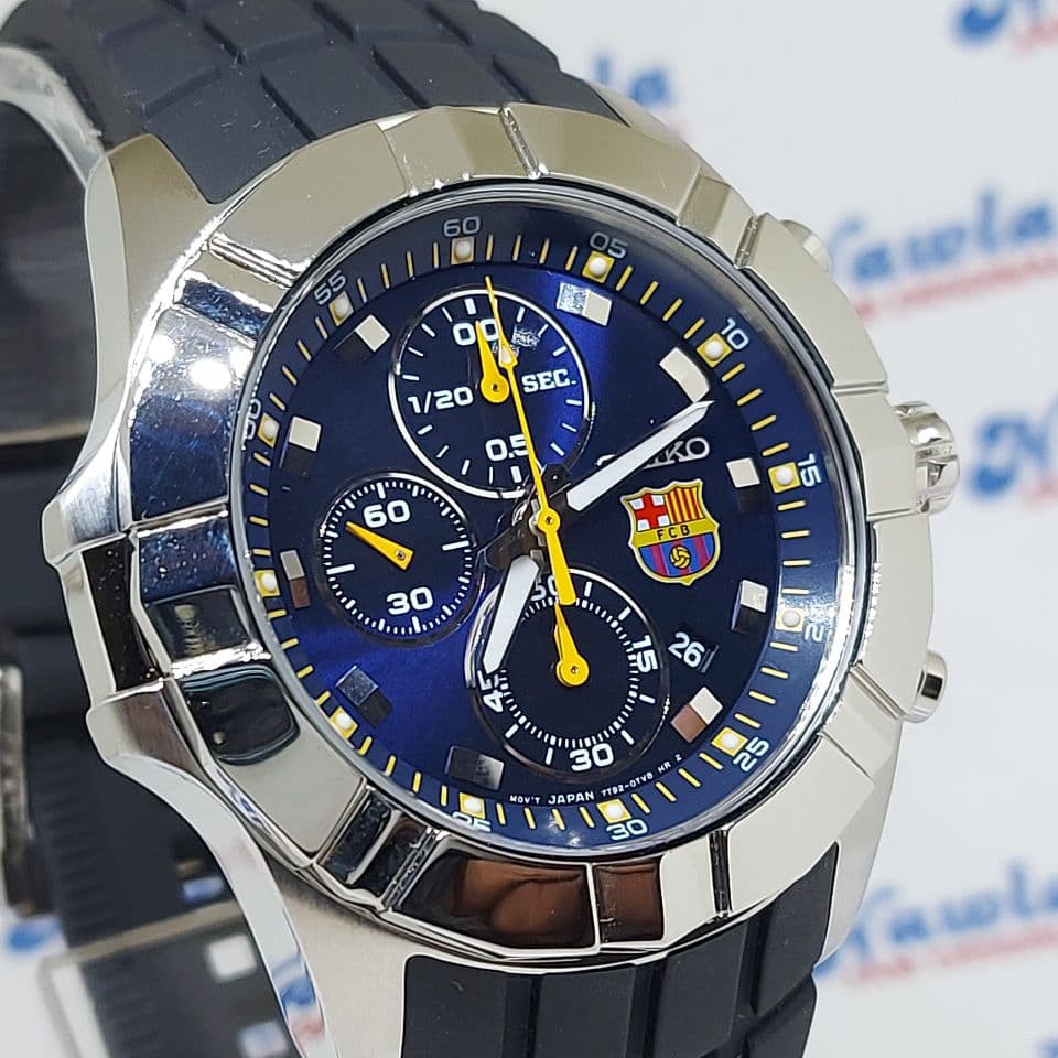 Seiko Quartz SNDD81P1 Chronograph Blue Dial FC Barca | Jam Pria SNDD81