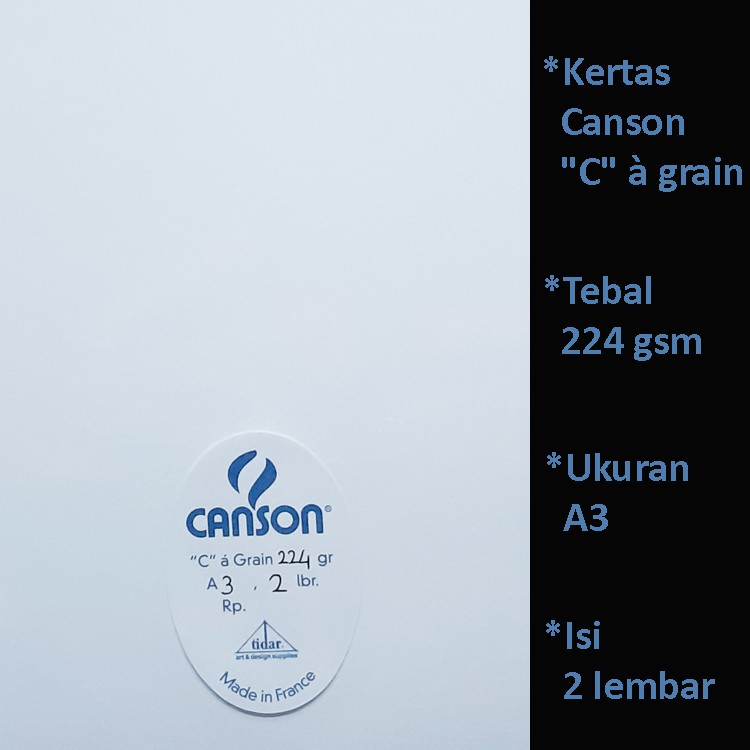 

Kertas Gambar / Cat Air / Canson C a Grain Paper 224 gsm Ukuran A3