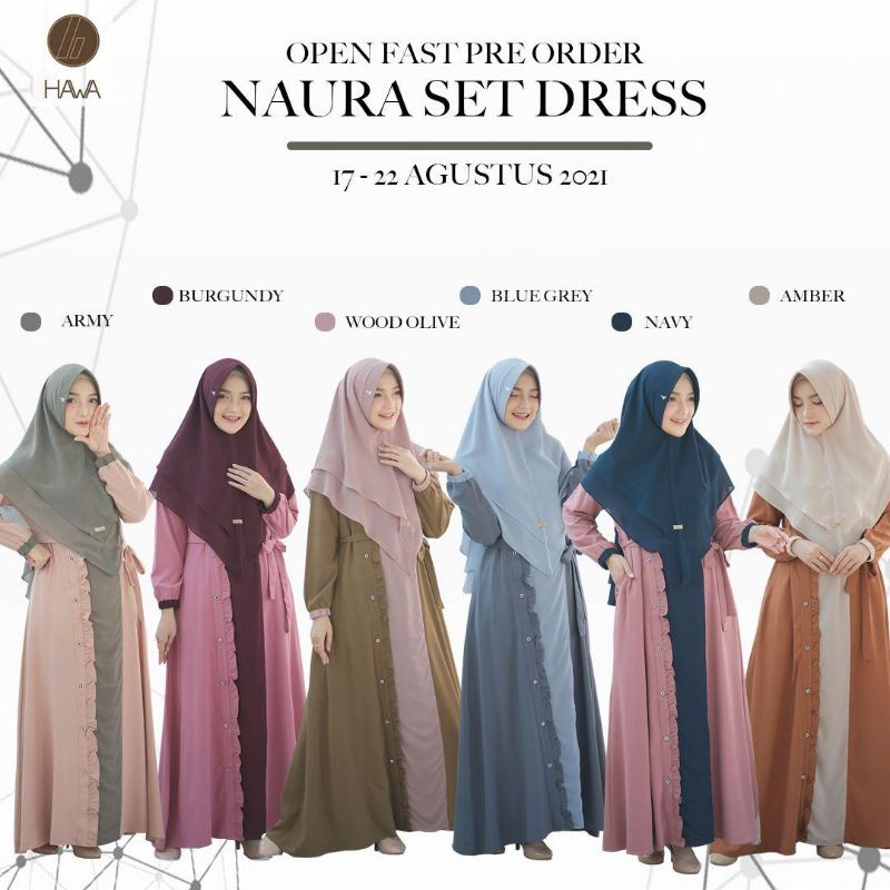 Moslem Ori Gamis Busui Friendly Naura Set Dress By Hawa