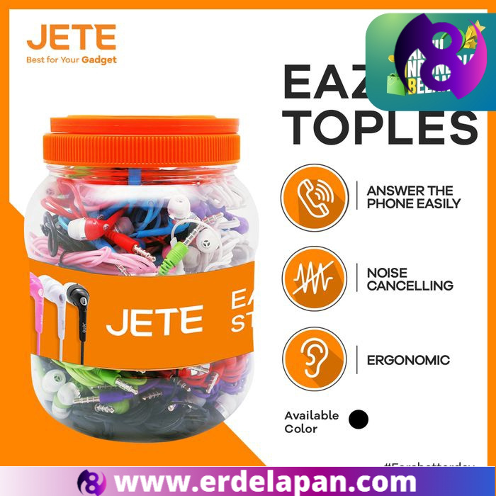 Headset | Handsfree | Earphone GROSIR JETE EAZY CANDY Toples isi 50pcs