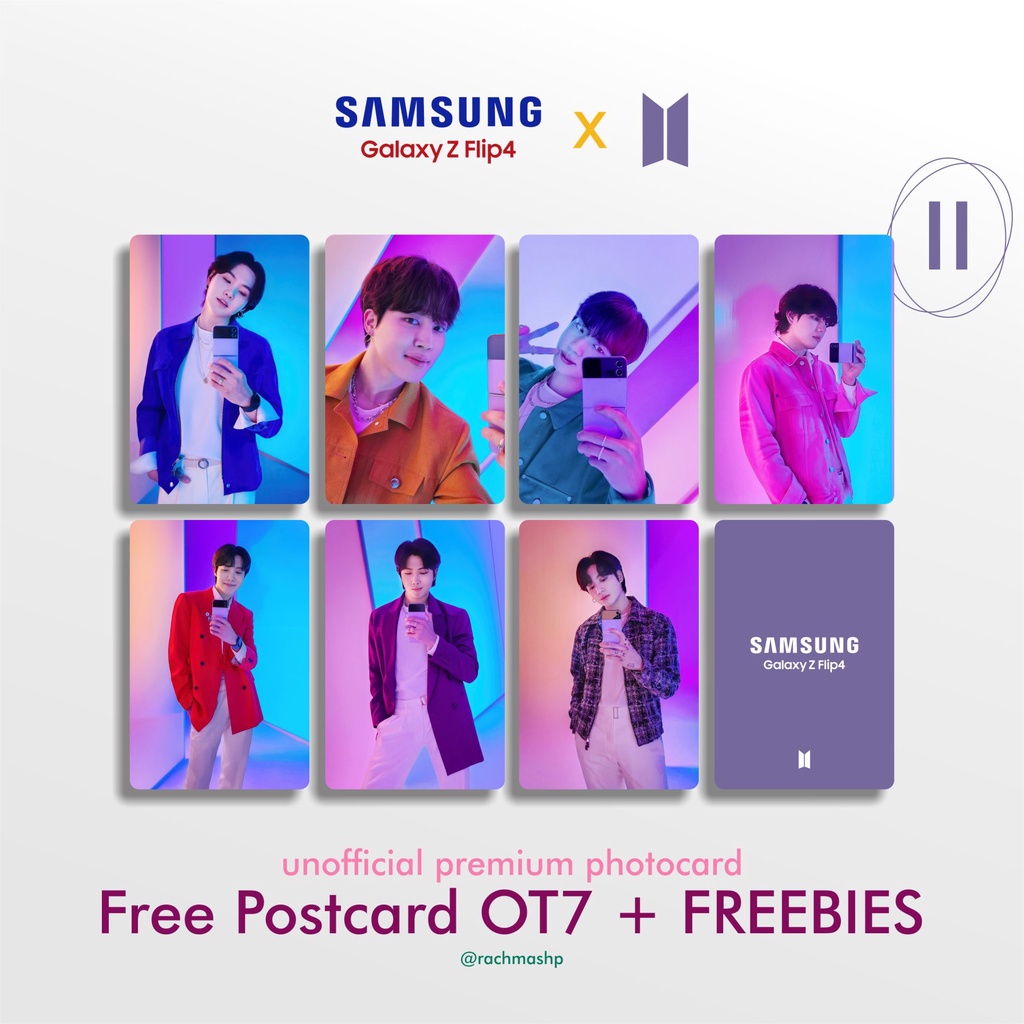 premium PHOTOCARD/PC Samsung Galaxy Z FLIP4 X BTS II free Postcard  - Unofficial