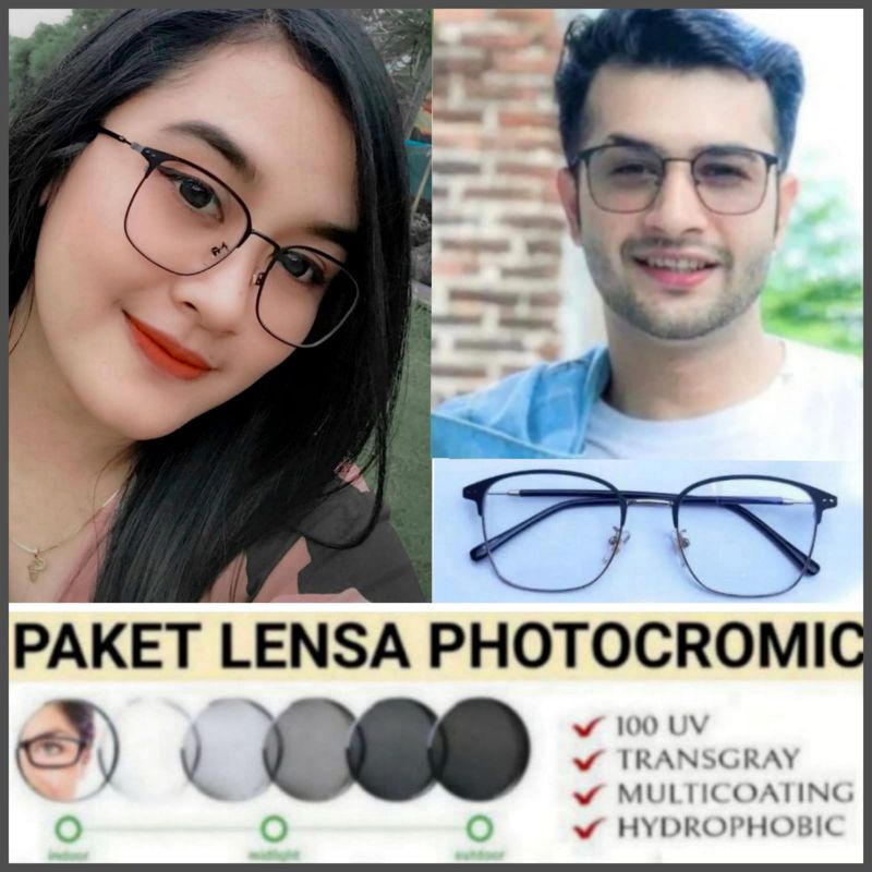 kacamata minus lensa photocromic anti radiasi pria wanita