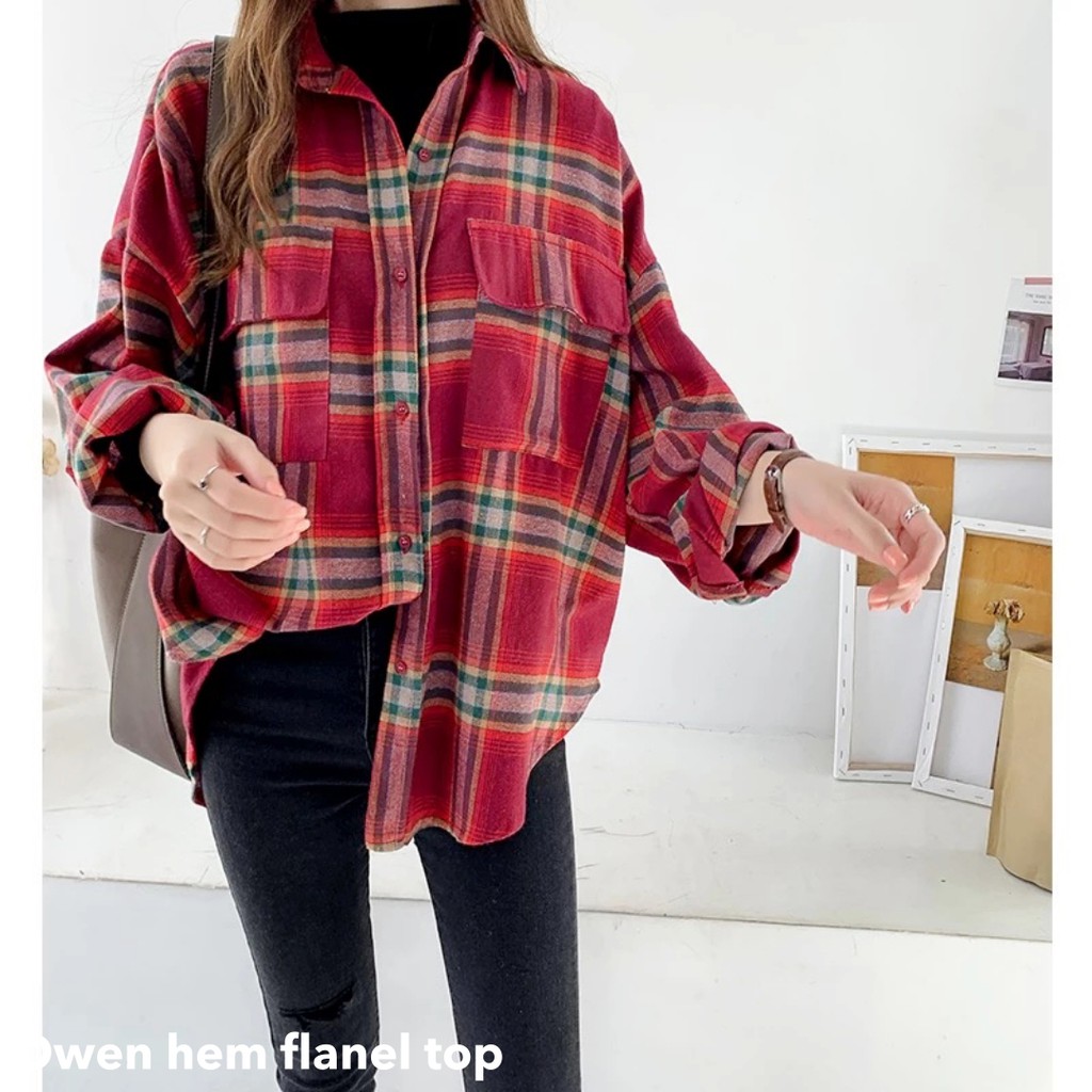 Owen hem flanel top -Thejanclothes