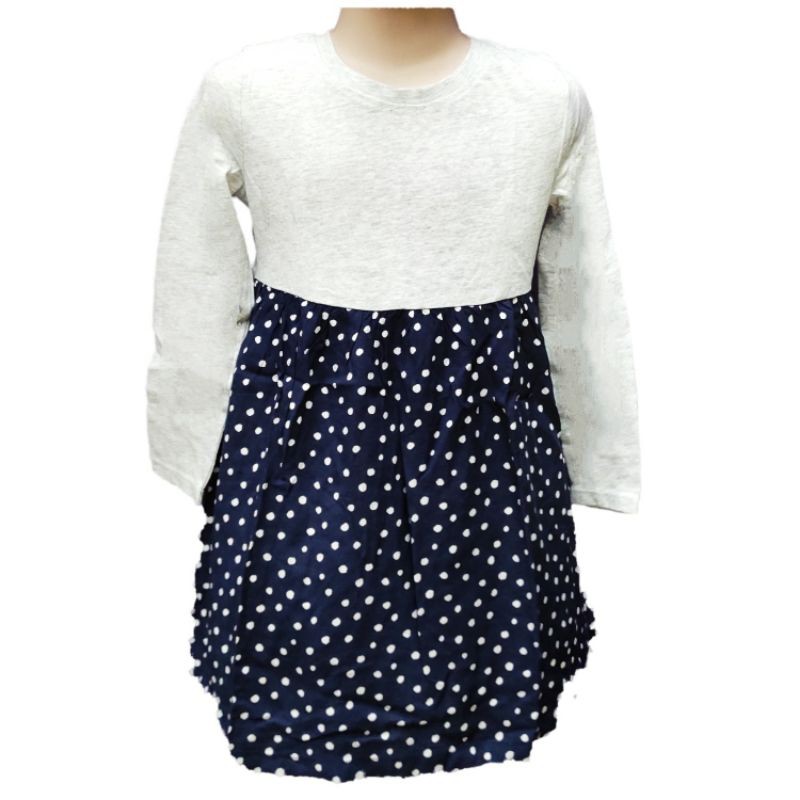 Dress anak perempuan lengan panjang Old Navy polka black sz.12-18m, 18-24m, 2y, 3y, 5y